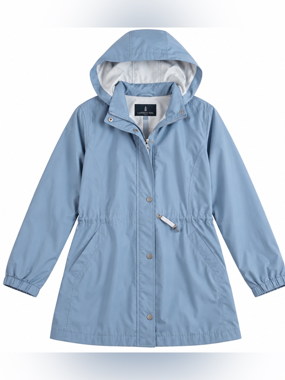 London Fog Pale Blue Hooded Raincoat